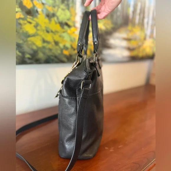American Leather Co Jamestown Tote | ✨Buttery Soft✨ Slouchy Black Leather Bag - Picture 2 of 10